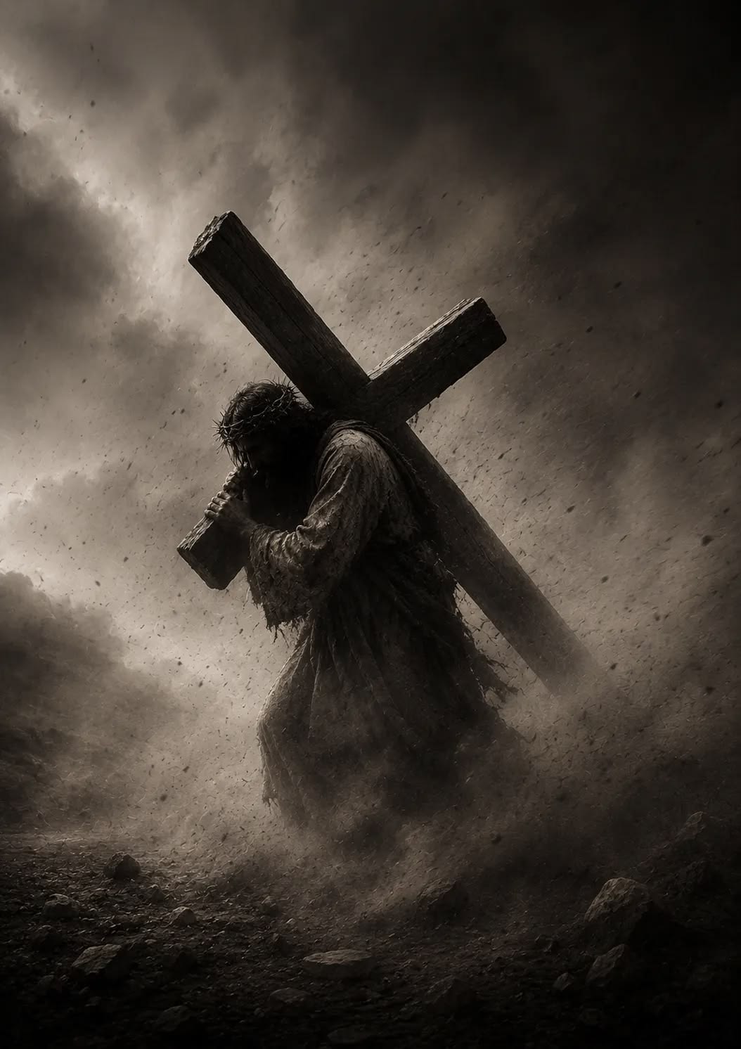 Devotional depiction of Jesus carrying the Cross