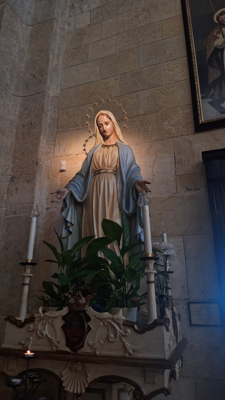 Statue of the Blessed Virgin Mary in a Catholic church