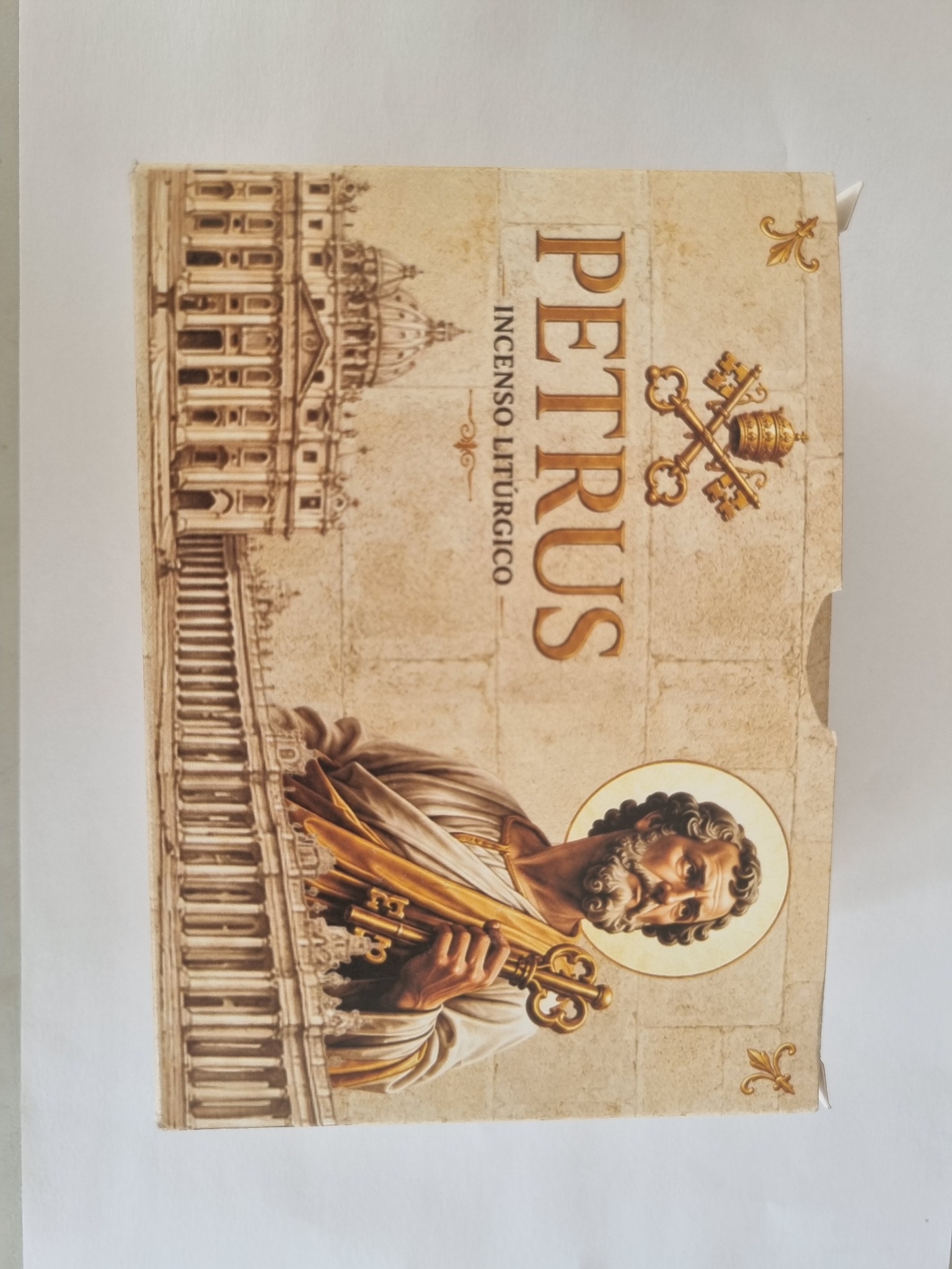 Petrus liturgical incense box featuring Saint Peter and Vatican imagery