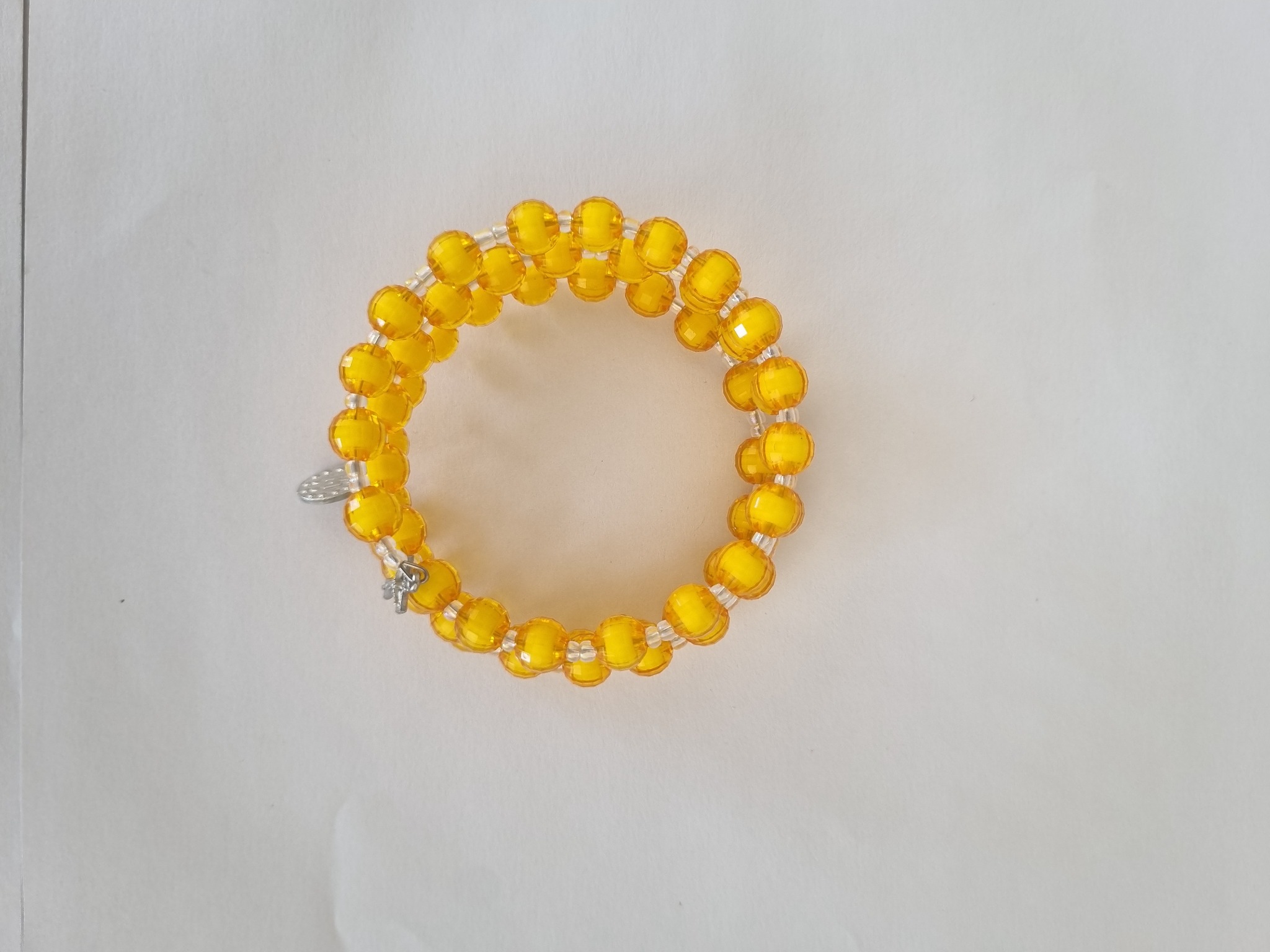 Amber Orange Catholic rosary bracelet with devotional medal and crucifix charm