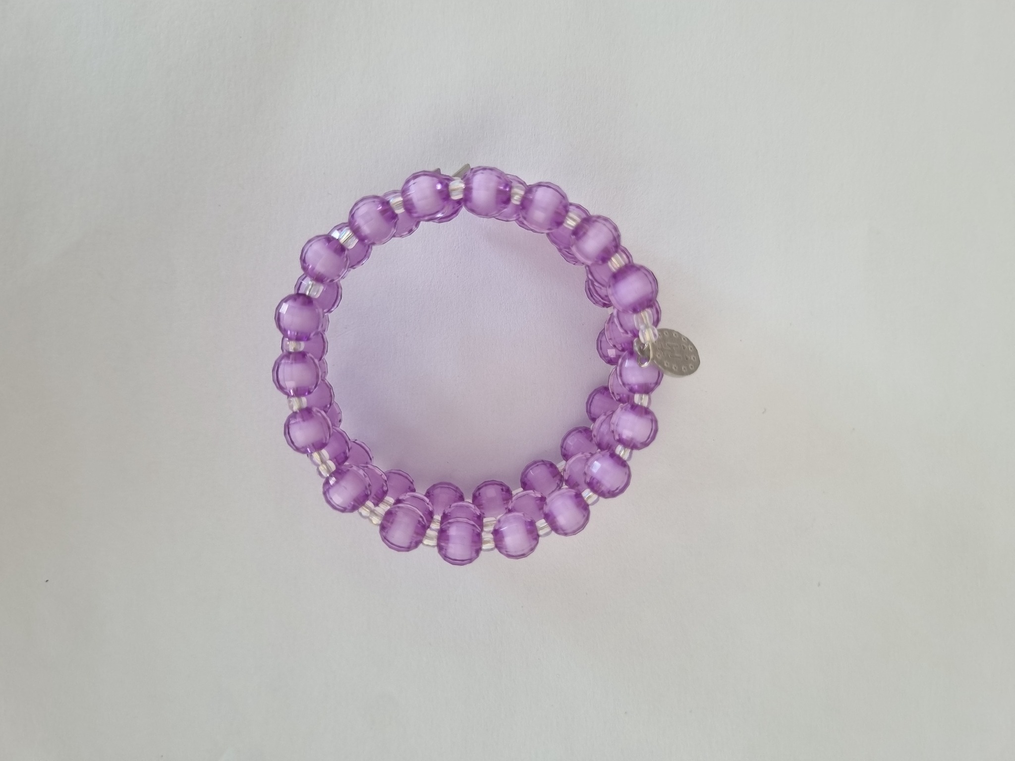 Light Purple Catholic rosary bracelet with devotional medal and crucifix charm