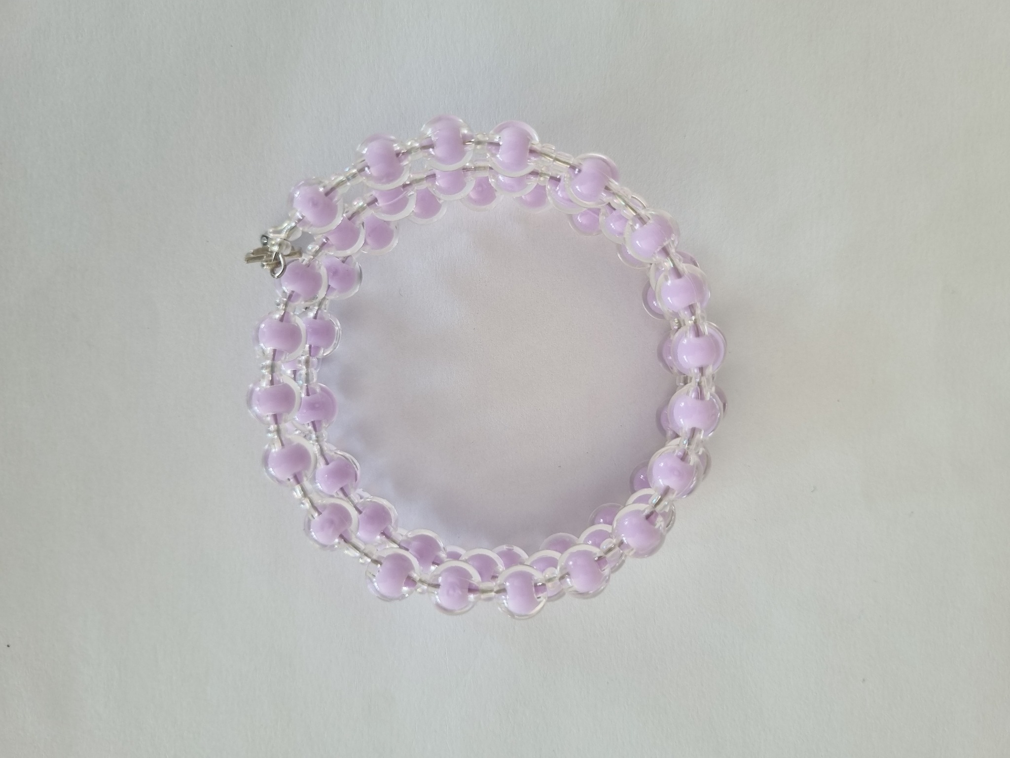 Lilac Catholic rosary bracelet with devotional medal and crucifix charm