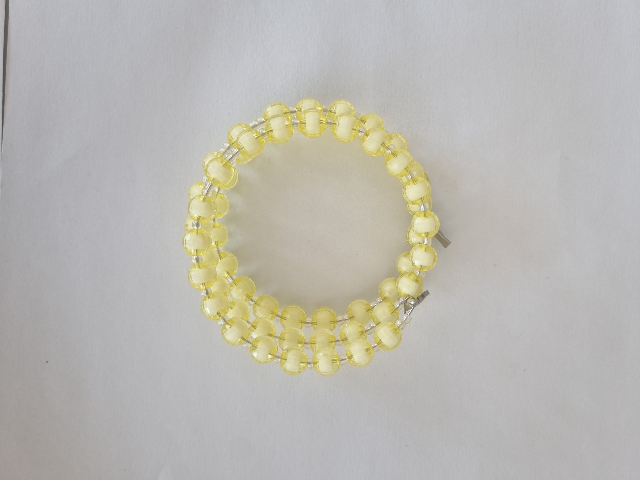 Pale Yellow Catholic rosary bracelet with devotional medal and crucifix charm